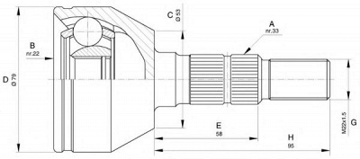 OPEN PARTS cvj559810 -  Шарнирный комплект, приводной вал